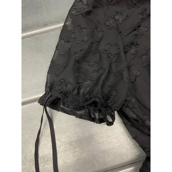 Allegra K Collared Shirt Dress Womens‎ Large Black Floral Whimsigoth - Picture 10 of 10